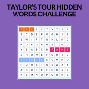 Taylor's Tour Hidden Word Search 