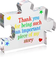 Teacher Appreciation Gifts for Women, Men - Thank You Engraved Acrylic Block Puzzle 4.1 x 3.5 inch -