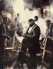 musicos de jazz en el tienda artecaminodevida de Eva Mas