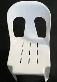 Commercial grade plastic event chair for indoor and outdoor use for hire in Redlands.