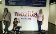 Me and friends in front of Mozilla's banner