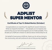 Certificate of Top 1% Global Mentor (October)