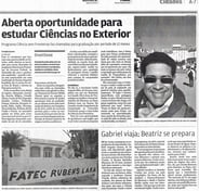 A Tribuna newspaper showing the Science Without borders report with me and other students