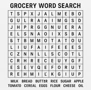 Grocery Word Search 