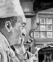 hyperrealistic drawing with Louis de Funes and Jean Gabin