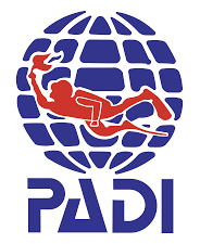 a person in a diving suit and a diving suit padi logo sunrsie bali tour member