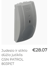Judesio ir stiklo dužio jutiklis GSN Patrol 803 pet