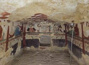 Paintings inside an underground tomb.