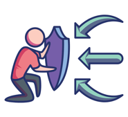 a person holding a shield protecting themself