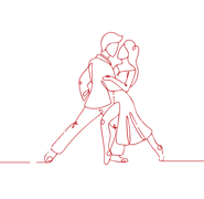 Allure Dance Studios dancers silhouette red