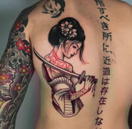 japanese style geisha tattoo on the back