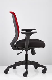 Sensit T127 chair with red mesh backrest and black seat, side profile