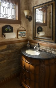 custom remodeled bathroom in rustic styling