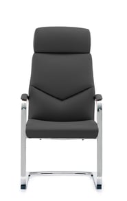 Mavis high-back visitor chair in black with chrome cantilever frame, front view
