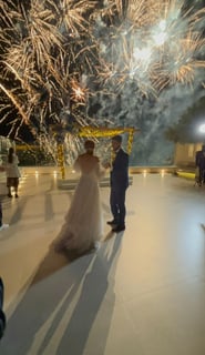 best santorini wedding fireworks