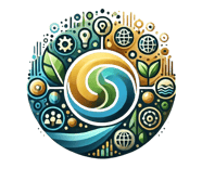 a circular shaped icon with a stylized design