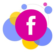 a facebook logo with a white background and a purple circle