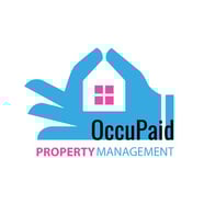 a property management company logo with hands holding hands