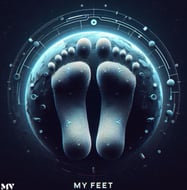 a pair of feet with a digital art style of feet