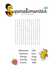 Sopa de letras superalimentos para niños para descargar gratis