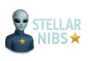 Logo da Stellar Nibs com Seu Embaixador Universal, Stéllio 