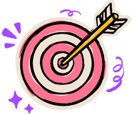 A bullseye target with an arrow shaft coming through the middle