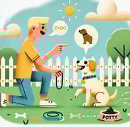 a man is playing with a dog in a yard