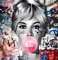 Bridgitte Bardot with a pink bubblegum