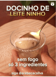 Docinho de leite Ninho feito com apenas três ingredientes, servido em copinho de vidro 