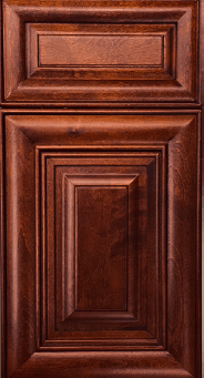 a kitchen cabinet door with a wooden door