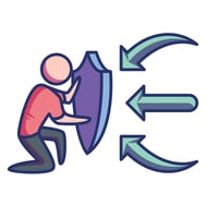 a person holding a shield protecting themself