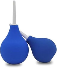 a pair of blue and white spoons with a spoon in the middle