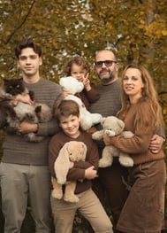 a family posing for a family photo