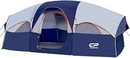 CAMPROS CP 8-person camping tent, weather-resistant with 5 mesh windows, double layer, room divider, and portable carry bag.