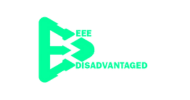 a green and white logo with a green background