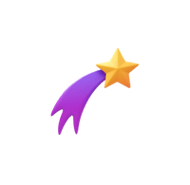 a yellow star with a guide app purple streak