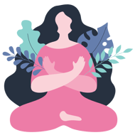 a woman sitting in a lotus position with her arms crossed and arms crossed showing mental wellness