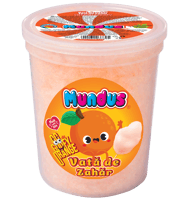 Vată de zahăr Mundus cu portocale, produs românesc, 20g, ambalat in pahare de plastic