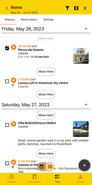 itinerary view in rearrange mode