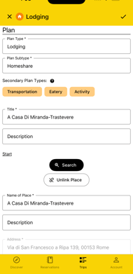edit screen for a plan
