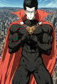 Draco-Fists, an anime style superhero ready to throw down in the sky.