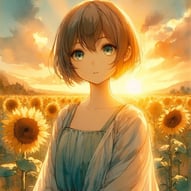 Sunshine anime girl portrait