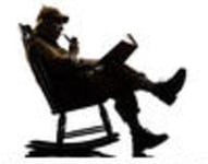 holmes sitting in a rocking chair with a pipe in his hand