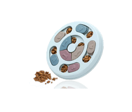 a dog bowl with a dog food dish and a bowl of food