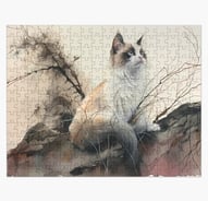 puzzle représentant un ragdoll assis sur un rocher