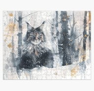 puzzle représentant un maine coon en forêt