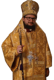 Orthodox Bishop in a golden robe with a cross on it