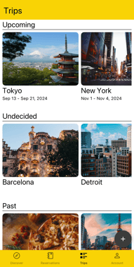 upcoming, undecided, and future trips on light theme