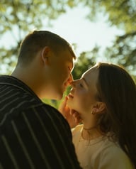 a man and woman are looking at each other