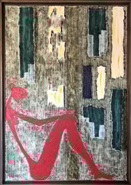 Penseuse, 70cm x 100cm, Linseed oil on cotton canvas with plant based and mineral dyes